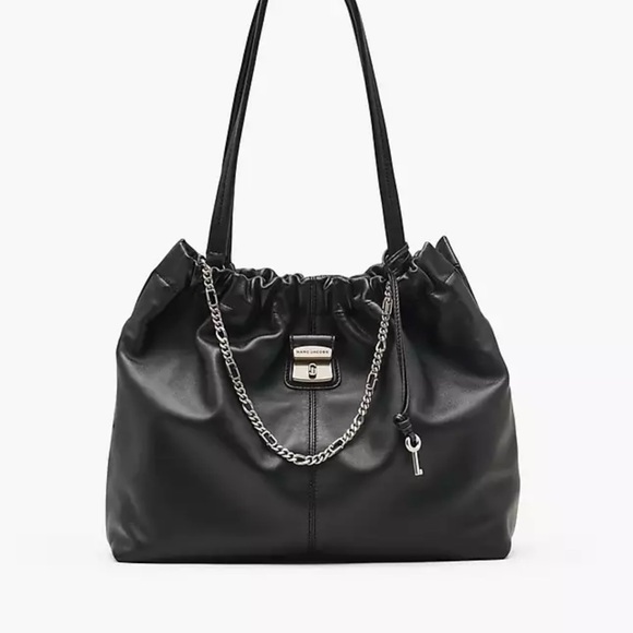 Marc Jacobs Handbags - Marc Jacobs The Cristina Tote Black Leather Shoulder Bag with Chain Detail